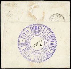 1852 - 10c bianco ST3 da 'PARMA 23 LUG 58' per Genova. Lettera di ...