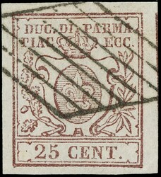 1857/59 - III emissione, la serie completa di tre valori 15c ...