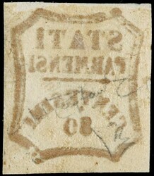 1859 - 80c bistro arancio, '0' grasso e rottura della cornice in ...