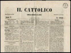 1852 - Giornale 'Il Cattolico' di Genova del 21 febbraio 1852 con ...