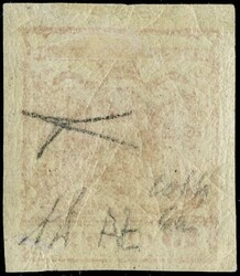 1850 - 15c light red, 3rd type, handmade paper, mint with gum. ...
