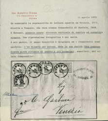 1859 - Austria: dark orange 2kr, 2nd type, vertical ST4 and single ...