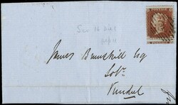 1841 - Great Britain: brownish red 1d on bluish paper, one new copy ...