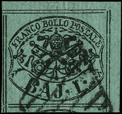 1852 - I emissione 1/2 b grigio BdF, 1b verde scuro AdF, 1b verde ...