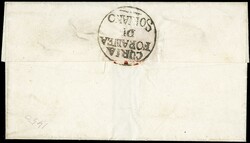 1852 - 1/2 b violetto, striscia verticale di tre e singolo da Soriano ...