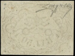 1852 - 50b azzurro scuro, ampi margini. Splendido, CF Manzoni e Colla ...