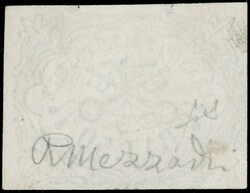 1852 - 50b azzurro, ampi margini, annullato a griglia. Firma Mezzadri ...