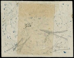 1852 - 50b azzurro oltremare scuro stampa difettosa, ben marginato, ...