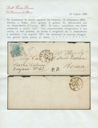 1870 - Kingdom of Italy, 20c blue “Bigola', Turin printing, numeral ...