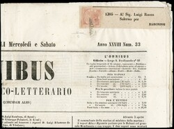 1858 - NAPOLI: lot of 12 newspaper 'L'OMNIBUS' sent from Napoli to ...