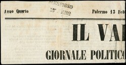1859 - 1/2 gr orange (NA), 2nd plate, perfect example on newspaper ...