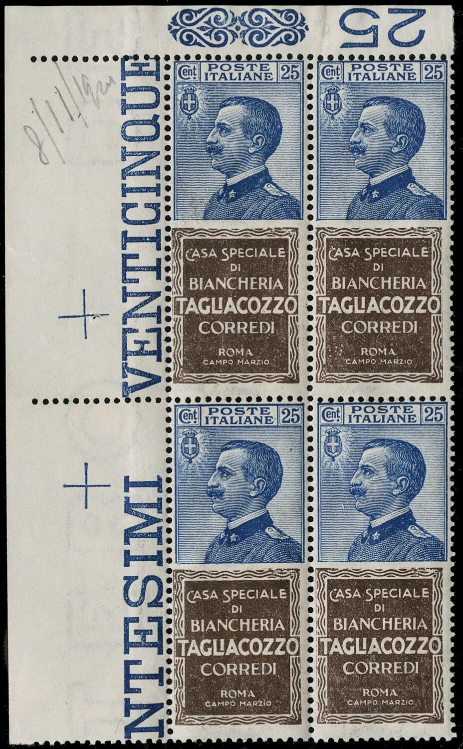 1924/25 – Advertising issue, set without the 25c Piperno in blocks ...