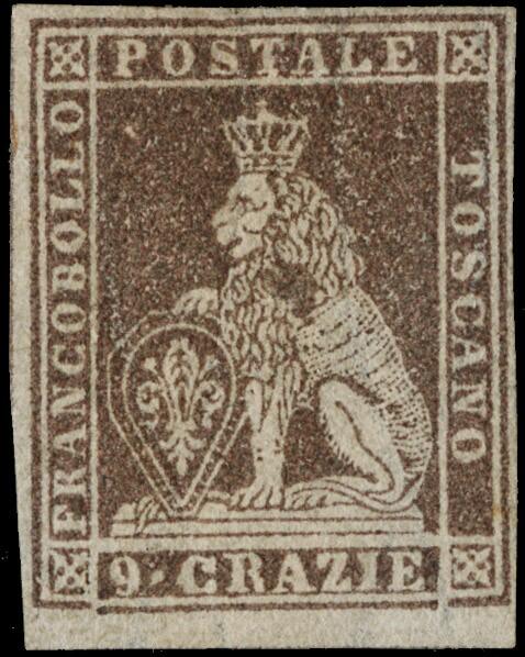 1859 - 9 cr violet-brown, with regular white margins on all four ...