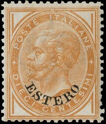 1874 - General Issues - Vittorio Emanuele II, 10c ochre, overprinted ...