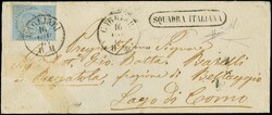 1863 - Kingdom of Italy, 15c light blue, DLR London, from 'CAGLIARI ...
