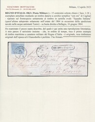 1863 - Kingdom of Italy, 15c light blue, DLR London, from 'CAGLIARI ...