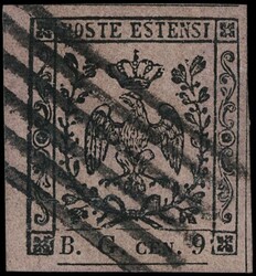 1853 - Newspaper tax stamps, 9c violet-grey 'B.G.' large type, sheet ...
