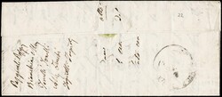 1852 - 5c yellow and 10c white, both sheet corner, canceled with grid ...