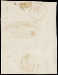 1852 - 2 baj olive green, right sheet-margin, cancelled with ...