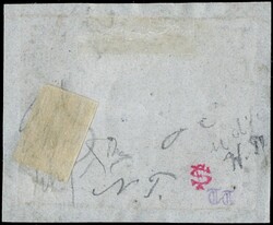 1852 - 50 baj blue, very well margined, with circular cancel of Rome ...