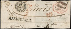 1853 - 1 scudo carmine-rose, very well margined, cancelled with ...