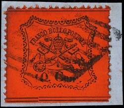 1868 – 10c deep vermilion-orange, tied with lozenge mute cancel on ...