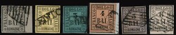 1859 - six used values, all very well margined. Some signed Em. and A ...