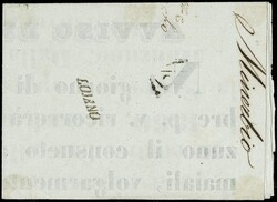 1859 – 1/2b straw yellow on complete broadside from 'LOJANO' ...