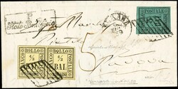 1859 - 1/2b straw yellow, horizontal pair, and 3b dark green from ...