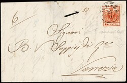 1853 - 15c deep vermilion, Verona forgery, from 'VICENZA 27/9' (53) ...