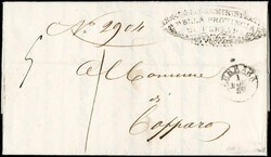 1859 - 2b yellow-orange, diagonally bisected, on reverse of cover ...