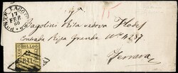 1859 - group of three covers franked with 1b grey, 2b yellow-orange ...
