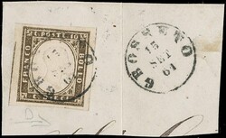 1861- 10c dark grey-bistre, 1st plate, printing of 1861, showing ...