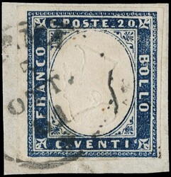 1855 - 20c grayish light blue, example with inverted head, used in ...