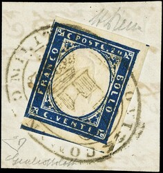 1855 - Second War of Independence: 20c blue, canceled 'COMANDO ...