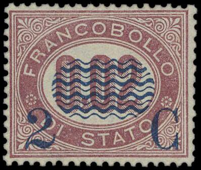1878 - Regno d'Italia: 2c su 0,02 lacca. Splendido, ben centrato ...