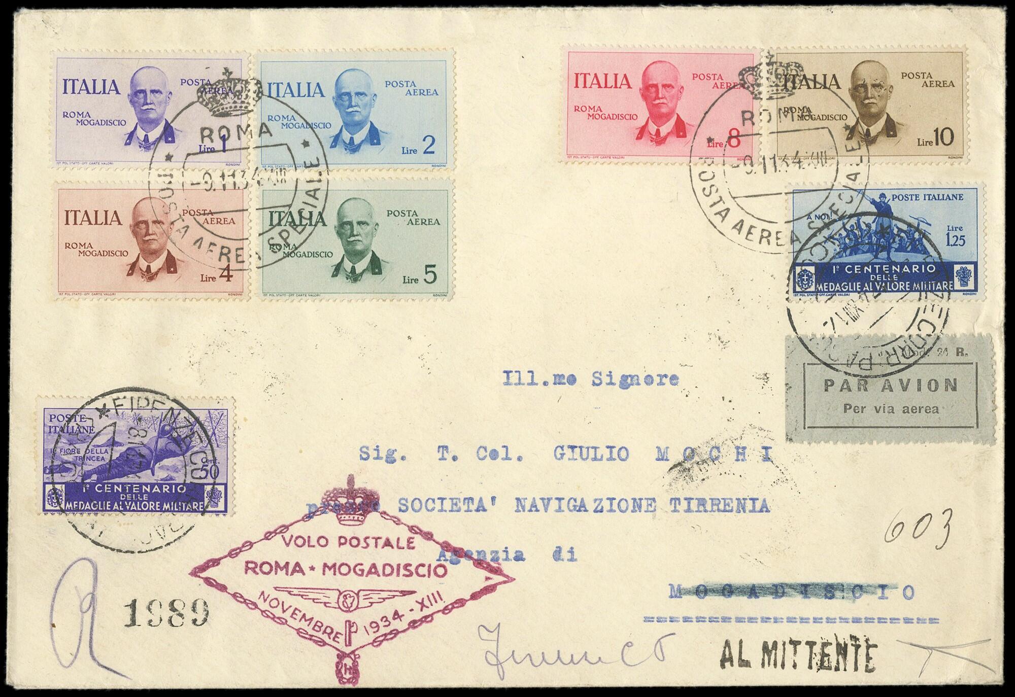 1934 - Regno d'Italia: Volo Roma Mogadiscio, la serie completa con ...