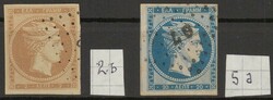 2L. und 20L. Hermeskopf 1861, zwei Werte sauber gestempelt (195 ...