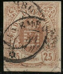 25C. Staatswappen 1859, vollrandiges Luxusstück, sauber gestempelt ...