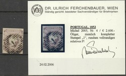 100R. Königin Maria II. 1853, vollrandiges Prachtstück, sauber ...