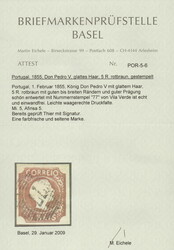 5R. König Pedro V. 1855, sauber gestempelt, bis auf eine leichte ...