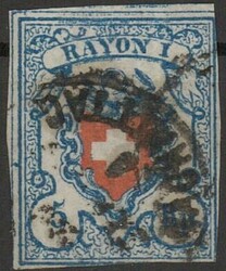 5Rp. Rayon I 1851, Stein C1, Type 9, gestempelt, rechts und unten ...