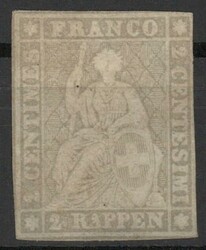 2Rp. sitzende Helvetia 1862, ungebraucht ohne Gummi (230,-)