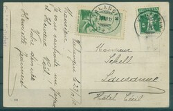 10C. Pro-Juventute Vorläufer 1912, grün, als Zusatzfrankatur auf ...