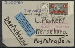 50C. Flugpost 1923, auf LuPo-Brief nach Deutschland