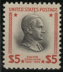 5$ Calvin Coolidge 1938, tadellos postfrisch (90,-)Automatically ...