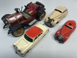 SCHUCO: 4 alte Blechspielzeug Automobile, Vor- und Nachkriegsmodelle, ...