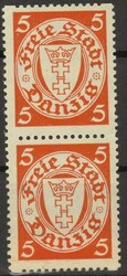 5Pfg. Staatswappen 1932, Rollenzähnung, senkrechtes Paar, untere ...