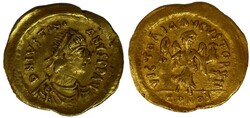 Constantinopel (Byzantium) [z.j. (527-565)]. AU. Tremissis. ...