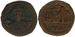 Byzantijnse Rijk. Mauritius Tiberius. [582-602]. AE. Follis. Vz.: ...